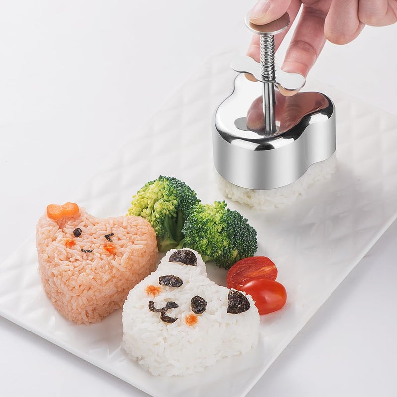 shofilt Onigiri Mold Stainless Steel, Heart and Star Shaped Rice Ball Mold Set, Durable Sushi Making Kit for Kids Lunch Bento and Home DIY - Image 3